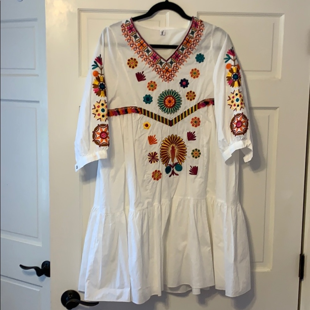 Boho sundress. Embroidered.